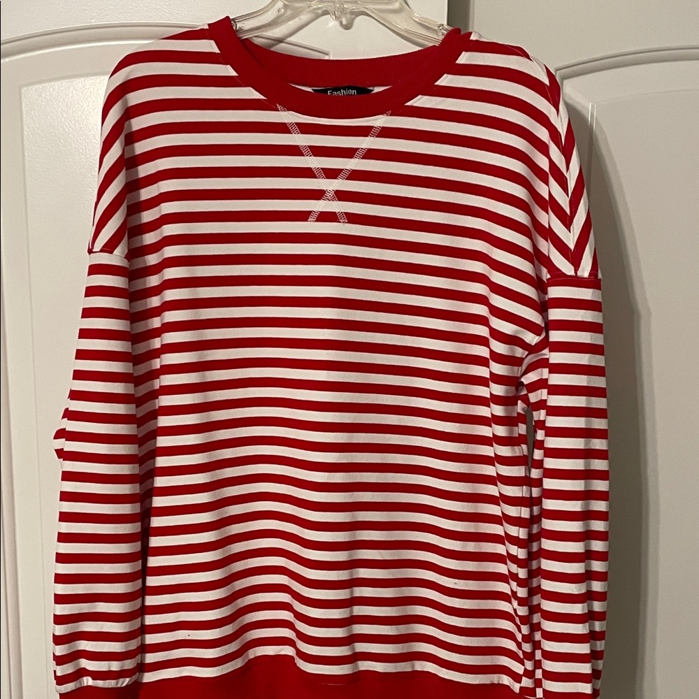 Red and White Striped Sweater